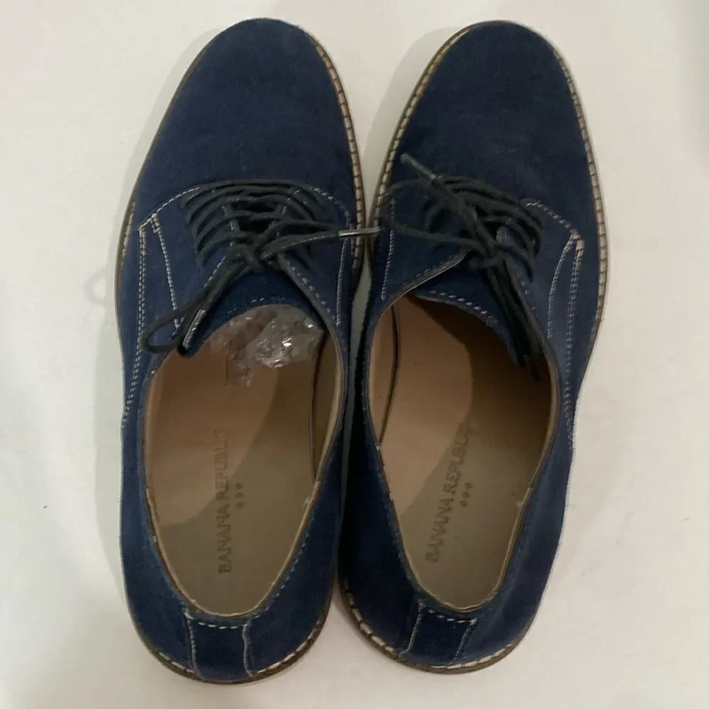 Banana Republic Mens Blue Suede Shoes Owen Lace Up Oxfords